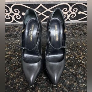 Saint Laurent Black Janis Mary Jane Heels Size 36
